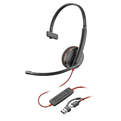 Headset Plantronics Blackwire C3210 USB-C Monoauricular On-Ear para UC
