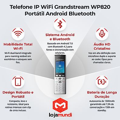 Telefone IP Sem Fio Grandstream WP820 com Wi-Fi Dual-Band e Bluetooth - Image 4